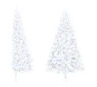 vidaXL Albero Natale a metà con Luci e Supporto Decorazioni Natalizie Illuminazione Addobbi Feste FESTIVITÀ Invernali Bianco 150 cm in PVC