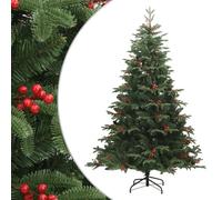 vidaXL Albero Natale Artificiale Incernierato con Pigne e Bacche 240cm