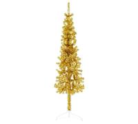 vidaXL Albero Natale Artificiale Sottile a metà con Supporto Oro 150cm