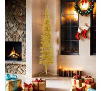 vidaXL Albero Natale Artificiale Sottile a Metà con Supporto Oro 180cm