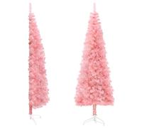 vidaXL Albero Natale Artificiale Sottile a metà e Supporto Rosa 150 cm