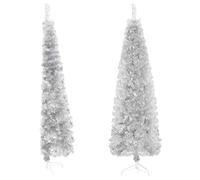 vidaXL Albero Natale Artificiale Sottile a metà Supporto Argento 180cm