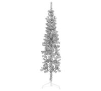 vidaXL Albero Natale Artificiale Sottile a Metà Supporto Argento 180cm
