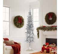vidaXL Albero Natale Artificiale Sottile a metà Supporto Argento 180cm