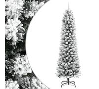 vidaXL Albero Natale Artificiale Sottile Neve Floccata 120cm PVC e PE, Albero di Natale Artificiale Sottile con Neve, Albero Natalizio, Albero con Neve
