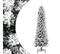 vidaXL Albero Natale Artificiale Sottile Neve Floccata 120cm PVC e PE, Albero di Natale Artificiale Sottile con Neve, Albero Natalizio, Albero con Neve