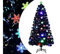 vidaXL Albero Natale con Fiocchi di Neve a LED Nero 120cm Fibra Ottica