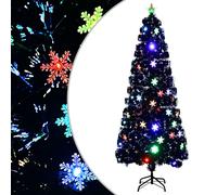 vidaXL Albero Natale con Fiocchi di Neve a LED Nero 240cm Fibra Ottica
