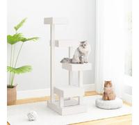 vidaXL Albero per Gatti Bianco 45,5x49x103cm in Legno Massello di Pino