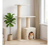 vidaXL Albero per gatti con pali per graffiare in sisal Crema 133 cm