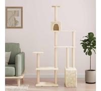 vidaXL Albero per gatti con pali per graffiare in sisal Crema 177,5 cm