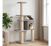 vidaXL Albero per gatti con pali per graffiare in sisal Grigio Chiaro