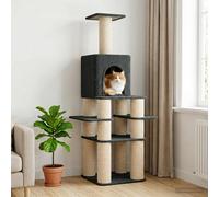 Albero per gatti con pali per graffiare in sisal Grigio Scuro