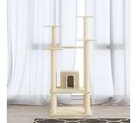 vidaXL Albero per Gatti con Pali Tiragraffi in Sisal Crema 110 cm