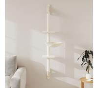 vidaXL Albero per Gatti con Tiragraffi a Parete Crema 142,5 cm