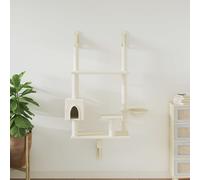 vidaXL Albero per Gatti con Tiragraffi a Parete Crema 153 cm