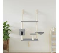 vidaXL Albero per Gatti con Tiragraffi a Parete Grigio Chiaro 153 cm