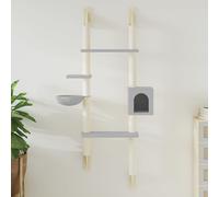 vidaXL Albero per Gatti con Tiragraffi a Parete Grigio Chiaro 180 cm