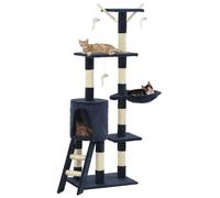 vidaXL Albero per Gatti con Tiragraffi in Sisal 138 cm Blu Scuro