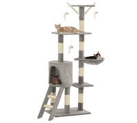 vidaXL Albero per Gatti con Tiragraffi in Sisal 138 cm Grigio