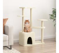 AX Albero Tiragraffi 91x53.5x107.5cm Casetta Sisal Gatti Peluche Crema 0K 172070