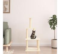 vidaXL Albero per Gatti con Tiragraffi in Sisal Crema 111 cm