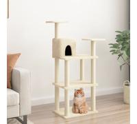 vidaXL Albero per Gatti con Tiragraffi in Sisal Crema 118,5 cm