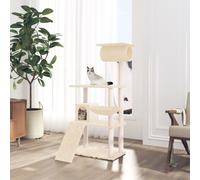 vidaXL Albero per Gatti con Tiragraffi in Sisal Crema 131 cm