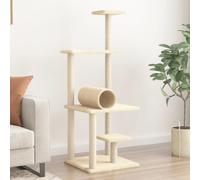 vidaXL Albero per Gatti con Tiragraffi in Sisal Crema 136 cm