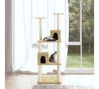 vidaXL Albero per Gatti con Tiragraffi in Sisal Crema 141 cm