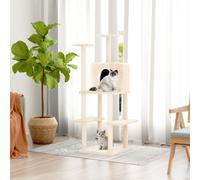 vidaXL Albero per Gatti con Tiragraffi in Sisal Crema 144,5 cm