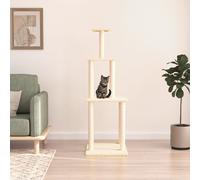 vidaXL Albero per Gatti con Tiragraffi in Sisal Crema 149 cm