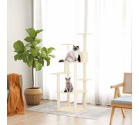 vidaXL Albero per Gatti con Tiragraffi in Sisal Crema 153 cm