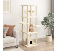 vidaXL Albero per Gatti con Tiragraffi in Sisal Crema 154 cm