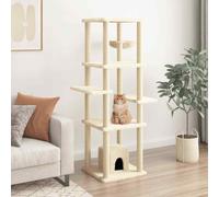 vidaXL Albero per Gatti con Tiragraffi in Sisal Crema 154 cm