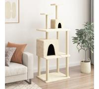vidaXL Albero per Gatti con Tiragraffi in Sisal Crema 167 cm