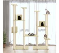 vidaXL Albero per Gatti con Tiragraffi in Sisal Crema 174 cm