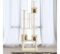 vidaXL Albero per Gatti con Tiragraffi in Sisal Crema 188 cm