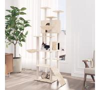 vidaXL Albero per Gatti con Tiragraffi in Sisal Crema 191 cm