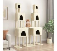 AX Albero Tiragraffi 136x47.5x199cm 6 Casette Sisal Gatti Peluche Crema + 172079