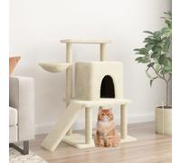 vidaXL Albero per Gatti con Tiragraffi in Sisal Crema 96,5 cm