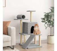 vidaXL Albero per Gatti con Tiragraffi in Sisal Grigio Chiaro 110,5 cm