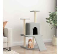vidaXL Albero per Gatti con Tiragraffi in Sisal Grigio Chiaro 110 cm