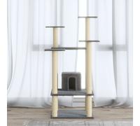 vidaXL Albero per Gatti con Tiragraffi in Sisal Grigio Chiaro 110 cm