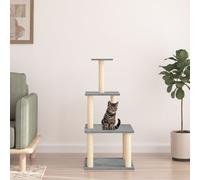 vidaXL Albero per Gatti con Tiragraffi in Sisal Grigio Chiaro 111 cm