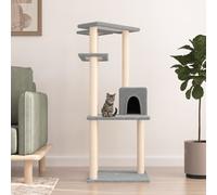 vidaXL Albero per Gatti con Tiragraffi in Sisal Grigio Chiaro 123 cm