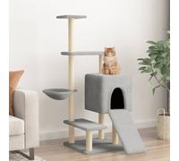 Albero per gatti con tiragraffi in sisal grigio chiaro 130,5 cm