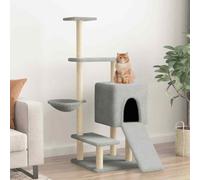 vidaXL Albero per Gatti con Tiragraffi in Sisal Grigio Chiaro 130,5 cm