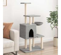Albero per Gatti con Tiragraffi in Sisal Grigio Chiaro 131 cm