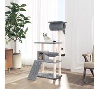 vidaXL Albero per Gatti con Tiragraffi in Sisal Grigio Chiaro 131 cm